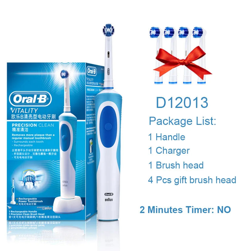 Oral B Electric Toothbrush Rotation Cleaning Oral 3D White Tooth Adult Vitality Tooth Brush Inductive Charging + Gift Brush Head