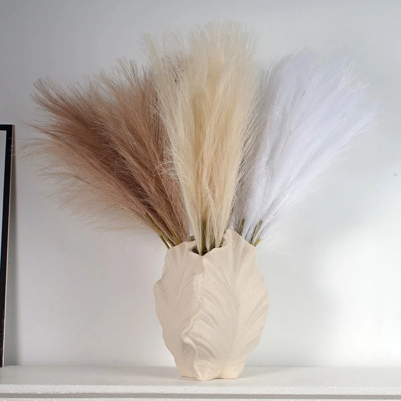 CAPIRON Ceramic Leaf shape Vase for Pampas Grass Dried Flower Nordic Modern Centerpiece Decoration INS Home Design Dinning Table