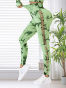 1/3 PCS Women Tie Dye Hollow out Yoga Pant Seamless Sports Gym Workout Leggings, Stretchy High Waist, Women's Activewear