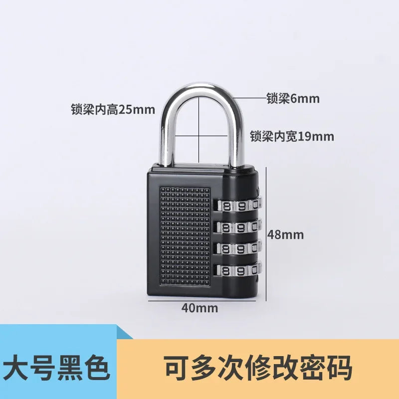 Heavy Duty 4 Dial Digit Combination Lock Weatherproof Security Padlock Outdoor Gym Trunk Safely Code Lock Black 80*43*14mm