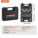 VEVOR 3/8" Drive Impact Socket Set 29Piece Shallow Socket SAE 3/8"-1" and Metric 8-22mm 6 Point CR-V Alloy Steel for Auto Repair