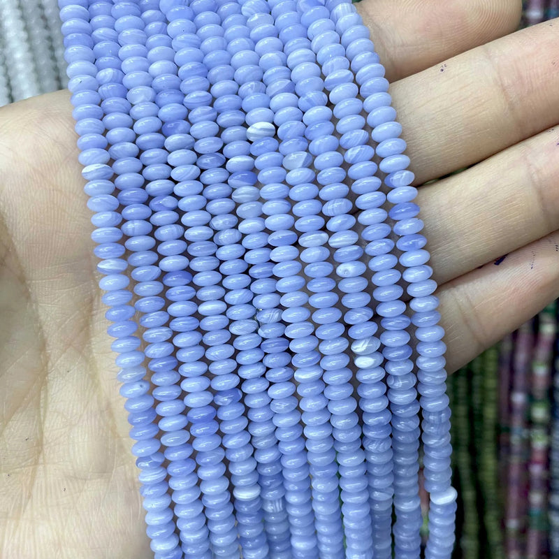 Natural Agates Tiger Eye Chalcedony Jades Stone Round Rondelle Spacer Beads For Jewelry Making Diy Bracelet Accessories 2X4mm