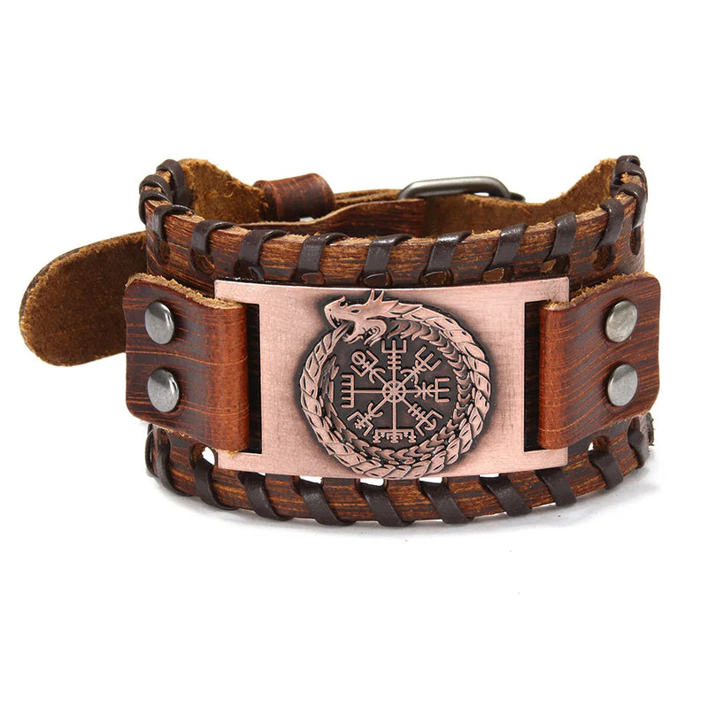 2022 Dragon Totem Viking Compass Bracelet Men's Bracelet New Fashion Synthetic Leather Nordic Rune Bracelet Accessories Jewelry