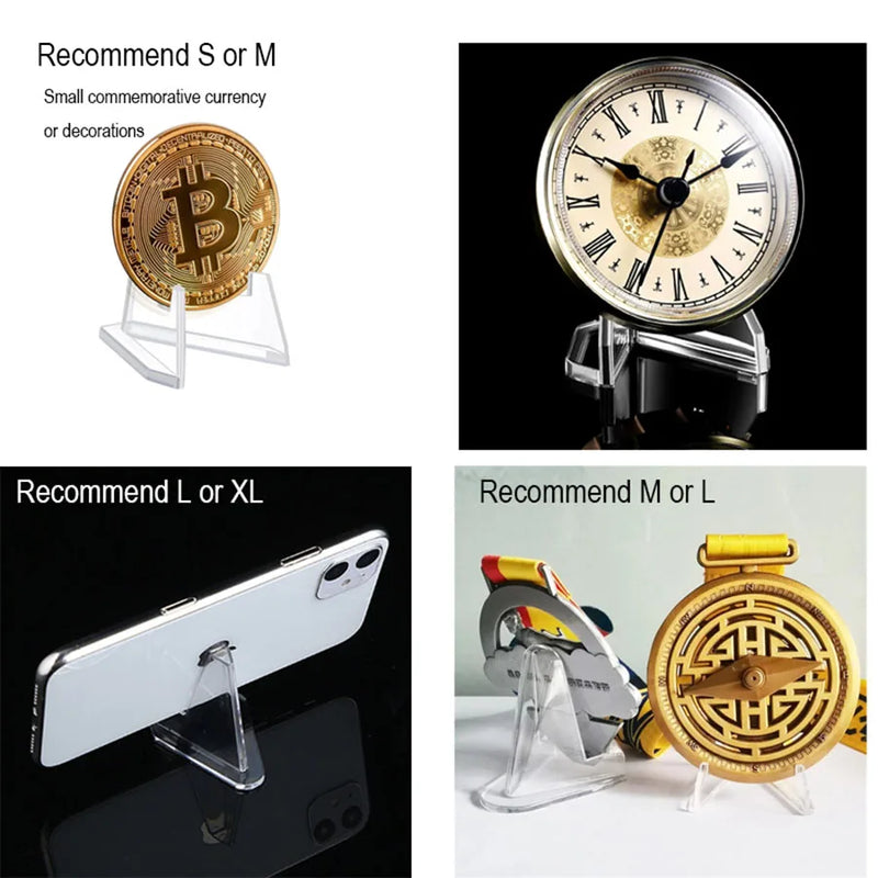 10PCS Acrylic Display Holder Transparent Triangle Commemorative Coin Small Photo fram Card Holder Rack Phone Stand Home Decor