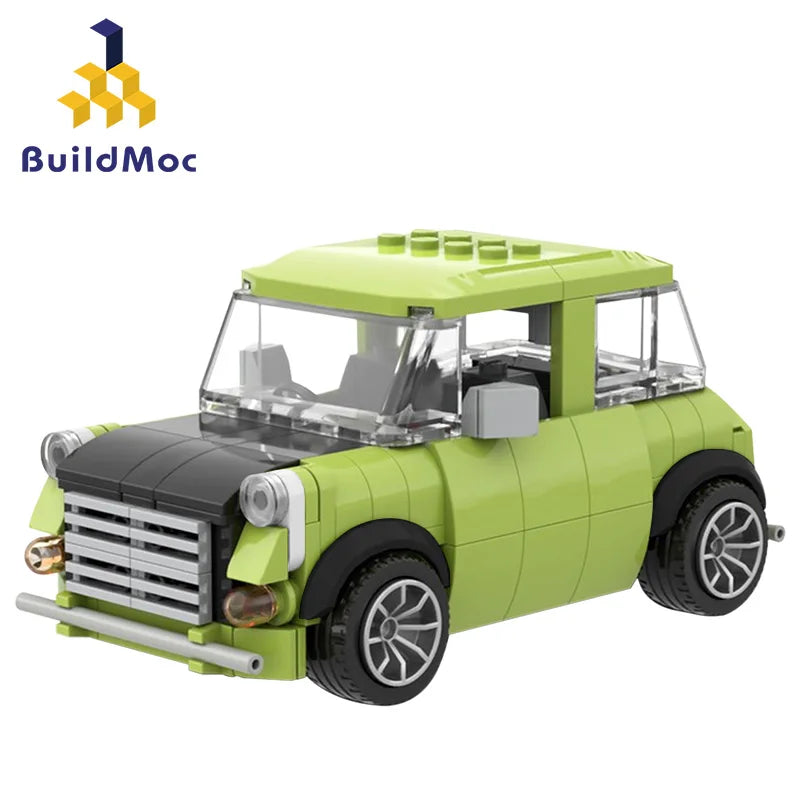 MOC Bean's Mini Car Building Blocks 242 Pieces Classic Comedy Green Sedan Vehicle Model Bricks Toys Kid Birthday Holidays Gift