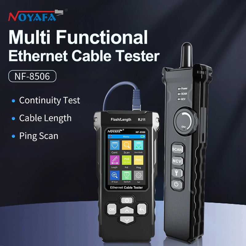 NOYAFA NF 8506 Multifunction Ethernet Cable Tester IP Scan Ping Poe Test Wire Continuity Test RJ45 RJ11 Network Cable Tracker