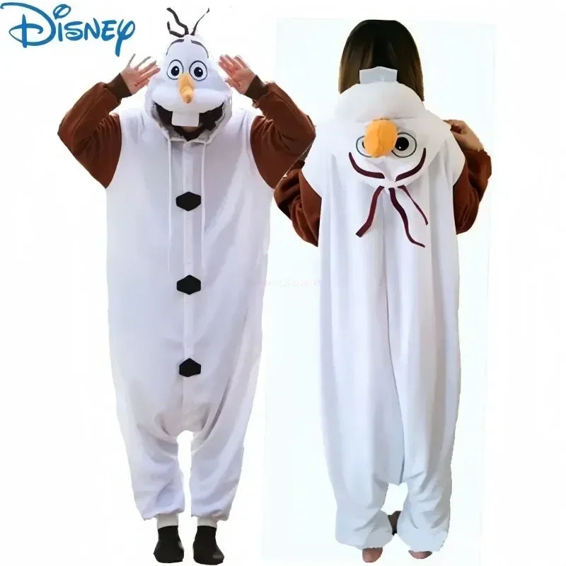 New Disney Cosplay Costume Frozen Olaf Snowman Pajamas Adult Children Jumpsuit Party Dress Fleece Cartoon Sleepwear Gifts Toys