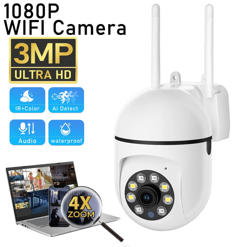 3MP 1/4PCS Wifi IP Camera Surveillance Video 4X Digital Zoom Security Wireless Outdoor Monitor Audio Night Vision Smart Tracking