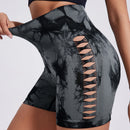 Women Tie Dye Hollow Seamless Yoga Shorts Leggings For High Waist Summer Fitness Running Cycling Sports Push Up Gym Shorts