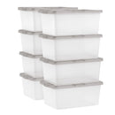 36qt/24.5qt/17qt Plastic Storage Bins with Lids, Stackable Totes, Containers 6-Pack/8-Pack, Durable and Functional