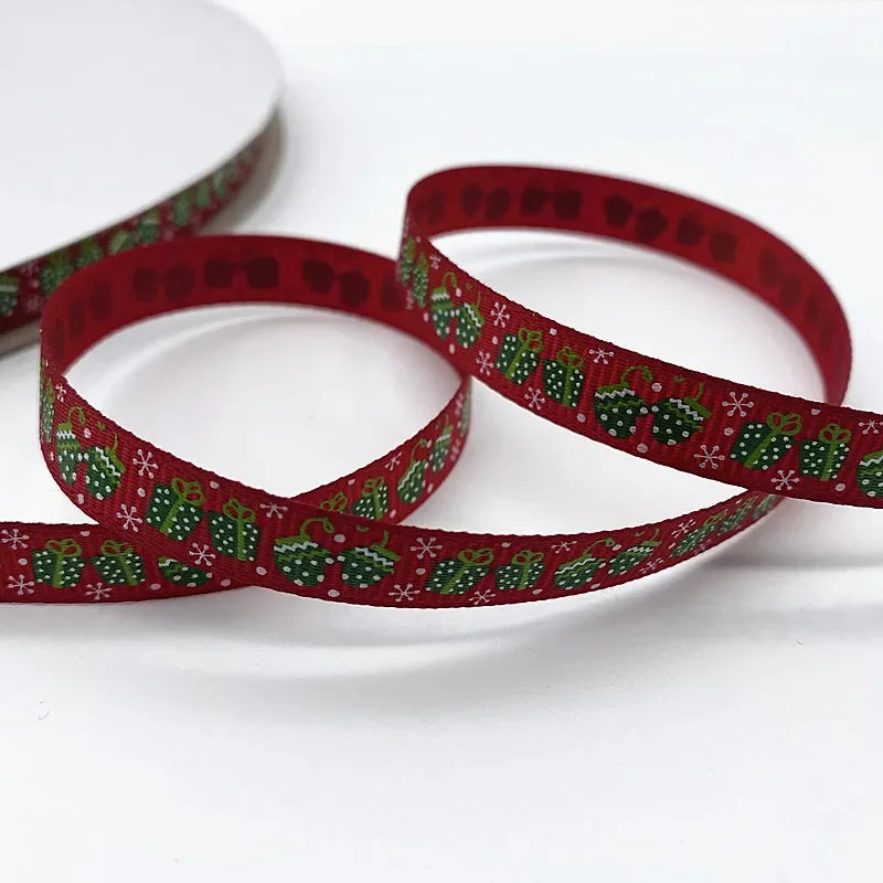 New 5 Yard 10 Mm Ribbed Christmas Ribbon Wedding Christmas Party Decoration DIY Craft Ribbon Card Gift Wrapping Supplies