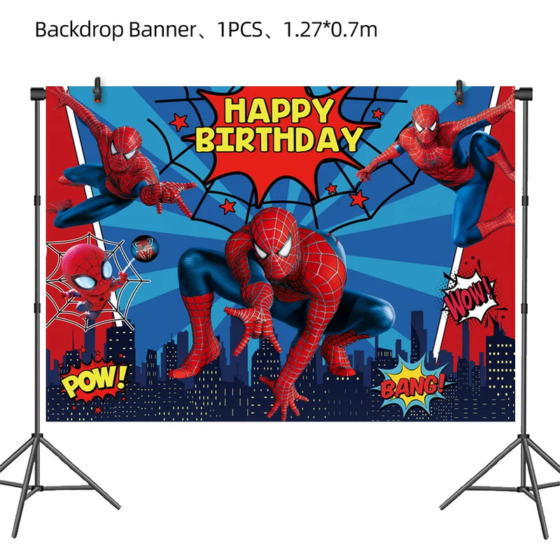 Spiderman Birthday Decorations New Spiderman Aluminum Film Balloon Disposable Tableware Party Plates Straw Supplies Baby Shower