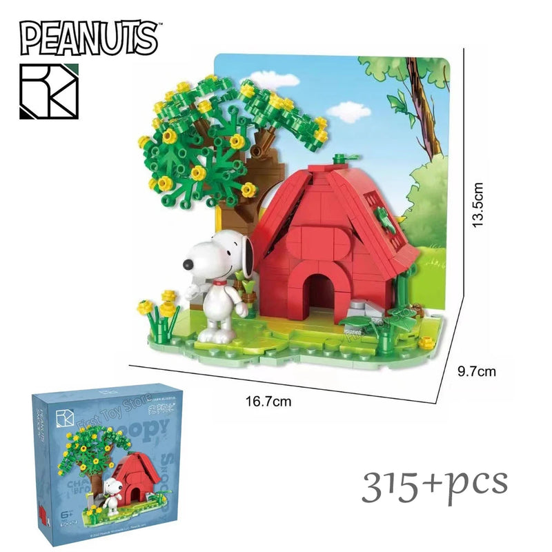 Genuine Anime Snoopy Action Figures Kawaii Cartoon Building Blocks Toy Bricks Assemble Educational Toys For Children Gifts