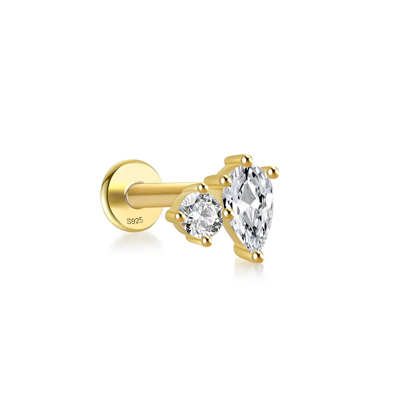 ROXI 925 Silver Smooth Single Row Earring Horse Eye Geometric CZ Earrings For Bride Women Simple Daily Wear Jewelry orecchini