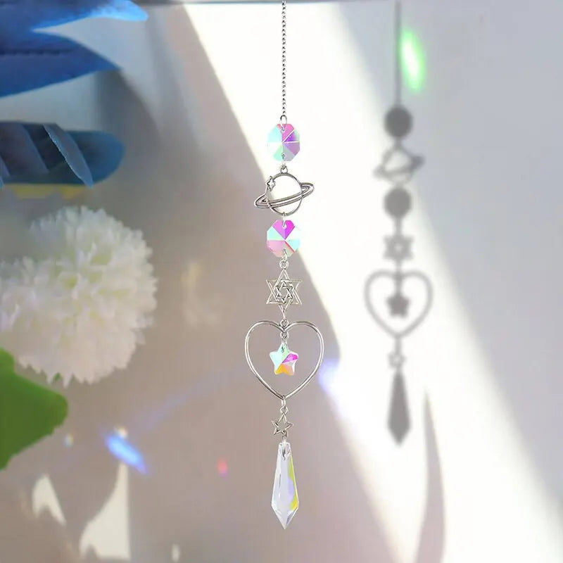 1 Pc Galaxy Star Moon Crystal Wind Chime Pendant for Home Decor Outdoor Garden Suncatcher Holiday Party Supplies