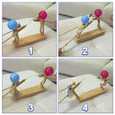 Balloon Bamboo Man Battle Handmade Wooden Fencing Puppets Wooden Bots Battle Game Two-Player Fast-Paced Balloon Battle Game