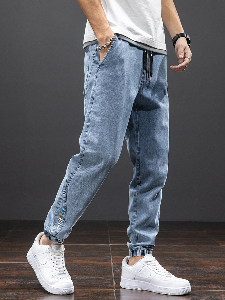 Spring Summer Black Blue Cargo Jeans Men Streetwear Denim Jogger Pants Men Baggy Harem Jean Trousers Plus Size 6XL 7XL 8XL