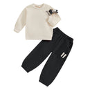 3--6Years Kids Boy 2Pcs Easter Outfits Long Sleeve Sweatshirt with Bunny Ears and Casual Pants Sets Spring Boys Clothes