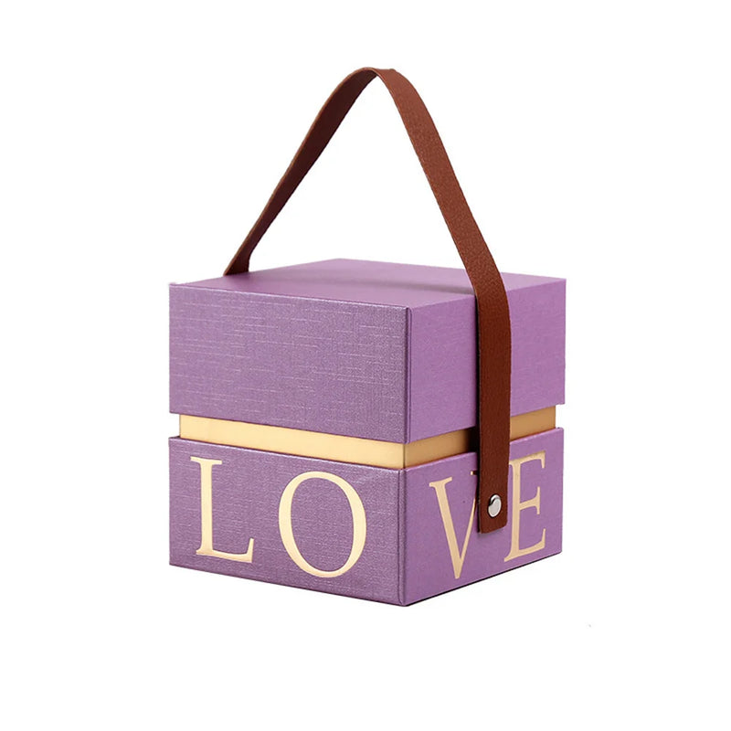 Wedding Favor Gift Packaging Box Handled Candy Box for Valentine's Day Christmas Present Boxes Square Candy Jewelry Storage Case