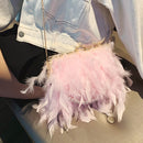 White Feather Handbag Women&