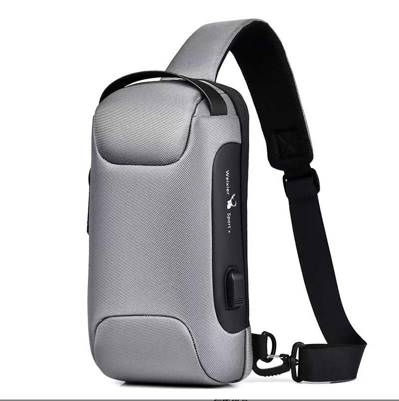 WEIXIER Shoulder Bag for Men Waterproof USB Man Crossbody Bag Anti-Theft Short Travel Messenger Sling Fashion Designer Chest Bag