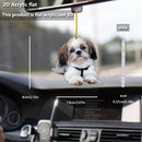 2D Acrylic Shih Tzu Dog Car Accessory - Vibrant Design for Car Interior, Holiday Decor, Keychain, Backpack Pendant