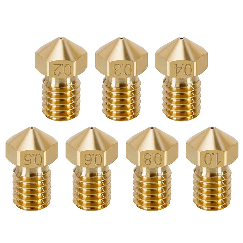 2pcs All Metal V6 Nozzle 3D Printer Parts M6 Thread Brass Hard Steel Titanium PTFE Plated Nozzles E3D V5 For 1.75mm Filament