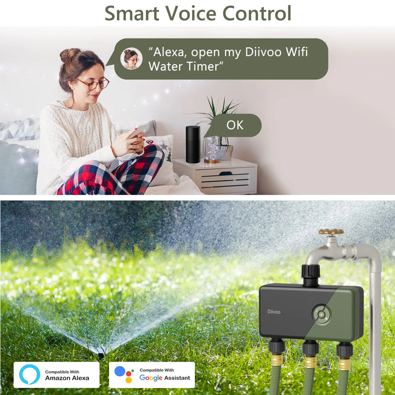 WiFi Water Garden Timer 1/2/3 Zones Drip Irrigation Controller Water Valve Automatic Watering System Sprinkler Timer 2 Outlet