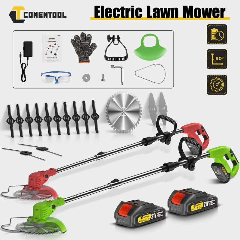 CONENTOOL 4 in 1 Electric Grass Cutter Machine For Garden with 3T Blade and Line Lawn Mower Hedge Trimmer Multifunctional Tools