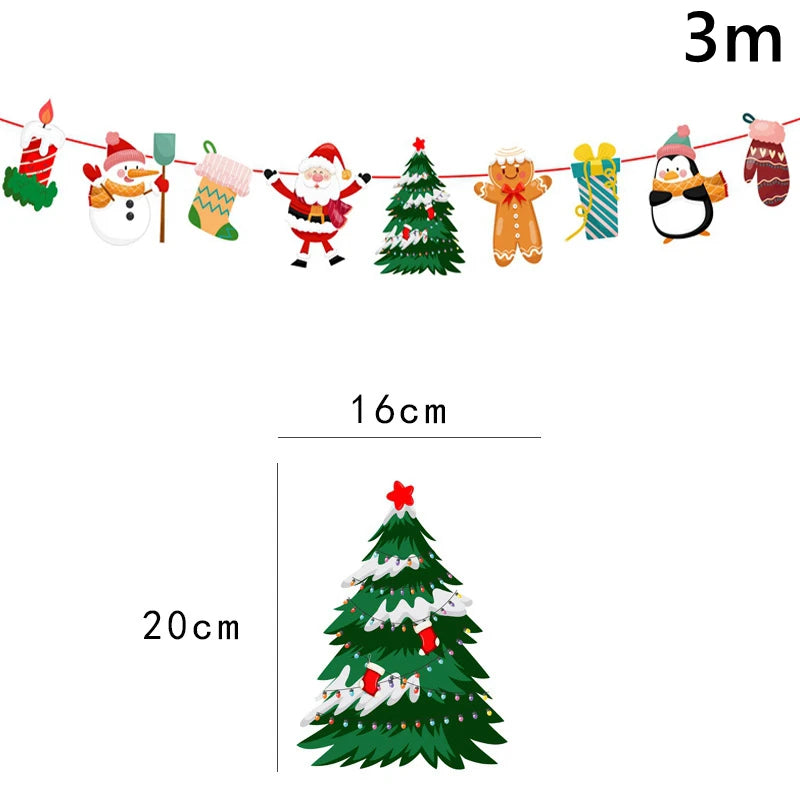 Merry Christmas Balloon Santa Claus Christmas Tree Elk Banner Ornaments Christmas Party Decorations For Home 2024 Xmas Pendants