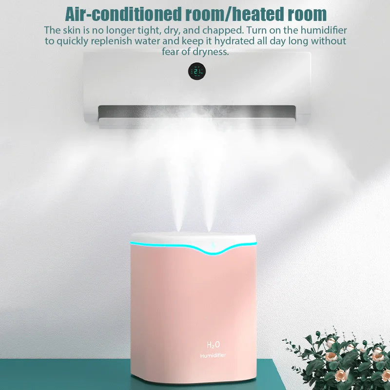 2000ML USB Air Humidifier Double Spray Port Essential Oil Aromatherapy Humificador Cool Mist Maker Fogger Purify for Home Office