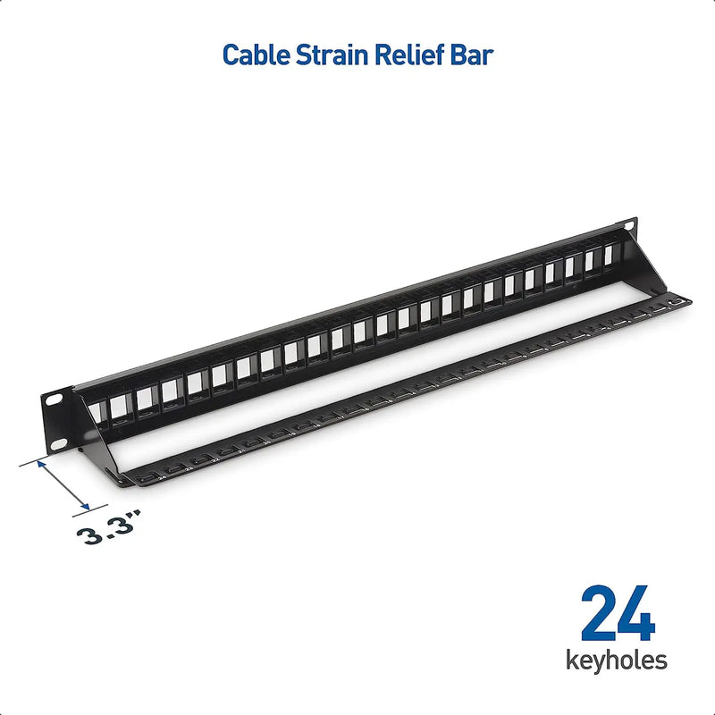 ZoeRax 24-Port RJ45 Shielded Blank Patch Panel 1U 19" Network Patch Panel with Cable Management and Support Bar