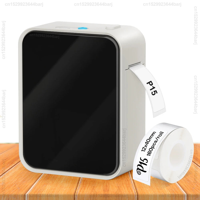 P15 Self-adhesive Thermal Label Printer Portable Wireless Bluetooth Label Maker Pocket Label Machine with P15 Label Paper Tape