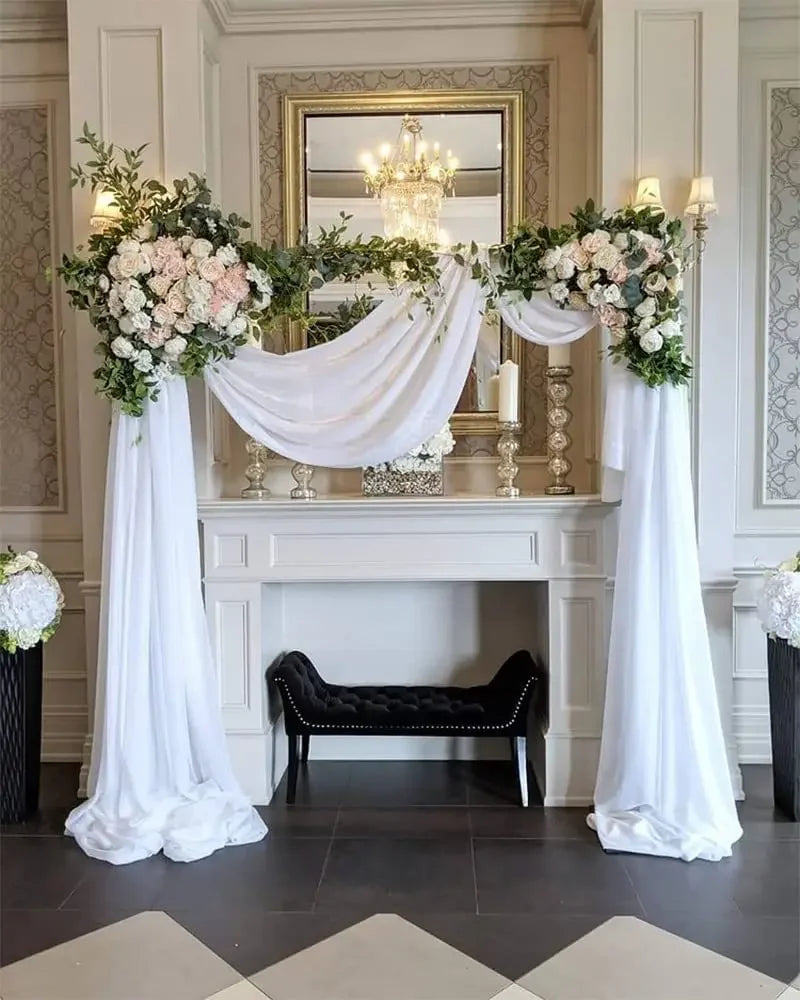 2pcs Sage Green Wedding Arch Chiffon Sheer Drapes ,Wedding Arch Drapes Sheer Backdrop Curtain for Wedding Ceremony Party Decor