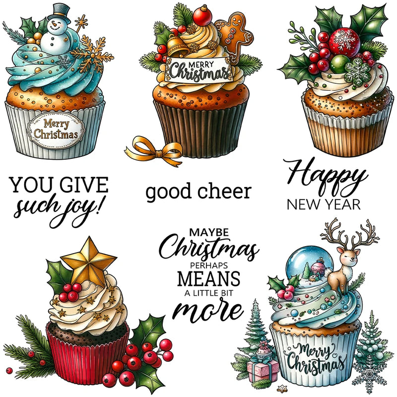 Mangocraft Christmas Series Sweet Cupcakes Cutting Dies Clear Stamp DIY Scrapbooking Metal Dies Silicone Stamp For Cards Albums