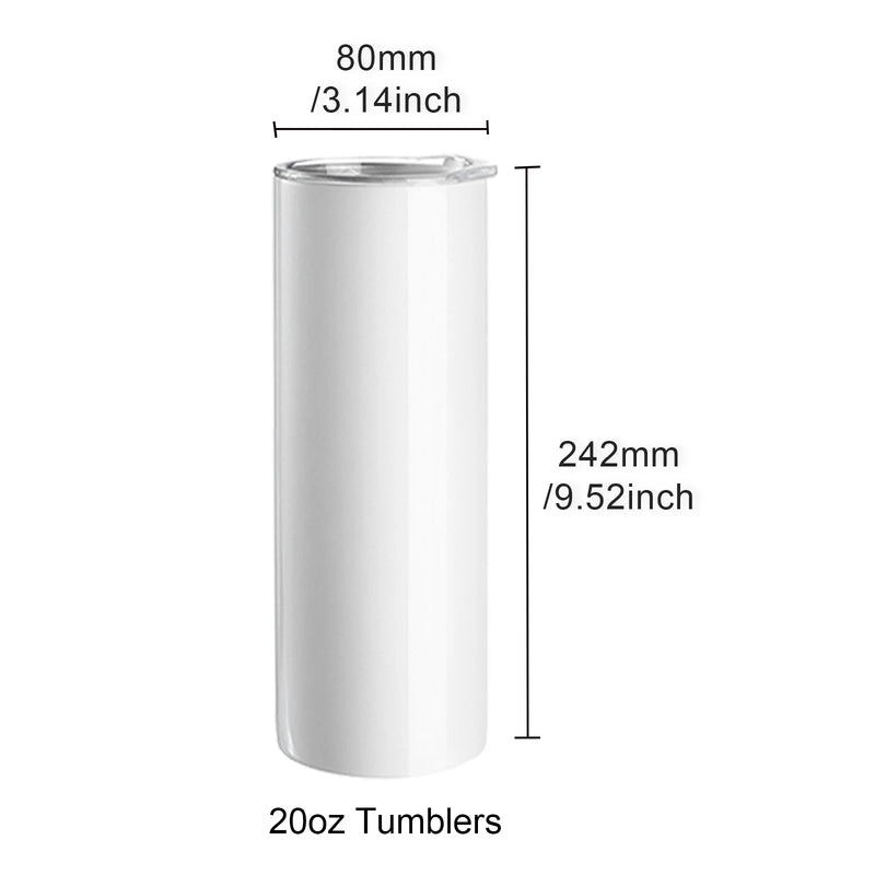 SucceBuy 8/12/14/16/24/50PC Straight Sublimation Tumblers Blank Tumbler Bulk Stainless Steel Double Tumbler Cups Heat Transfer