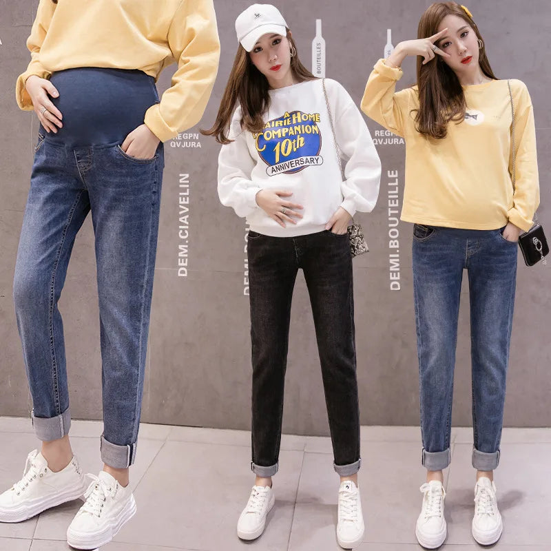 New Autumn Maternity Jeans Pants For Pregnant Women Trousers Casual Loose Jeans Pregnancy Pants Maternity Clothing
