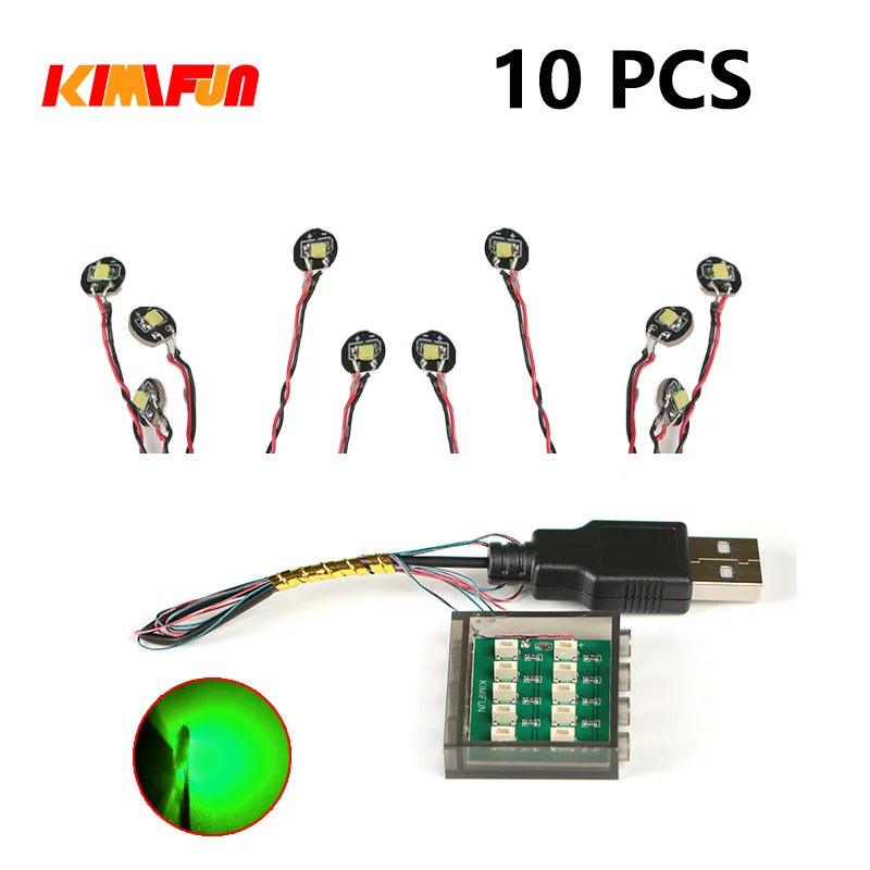 10PCS 0.8mm Pin RGB LED Building Blocks USB Lamp DIY Street Light City Electric Decorate 1X1 Brick Compatible All Brands