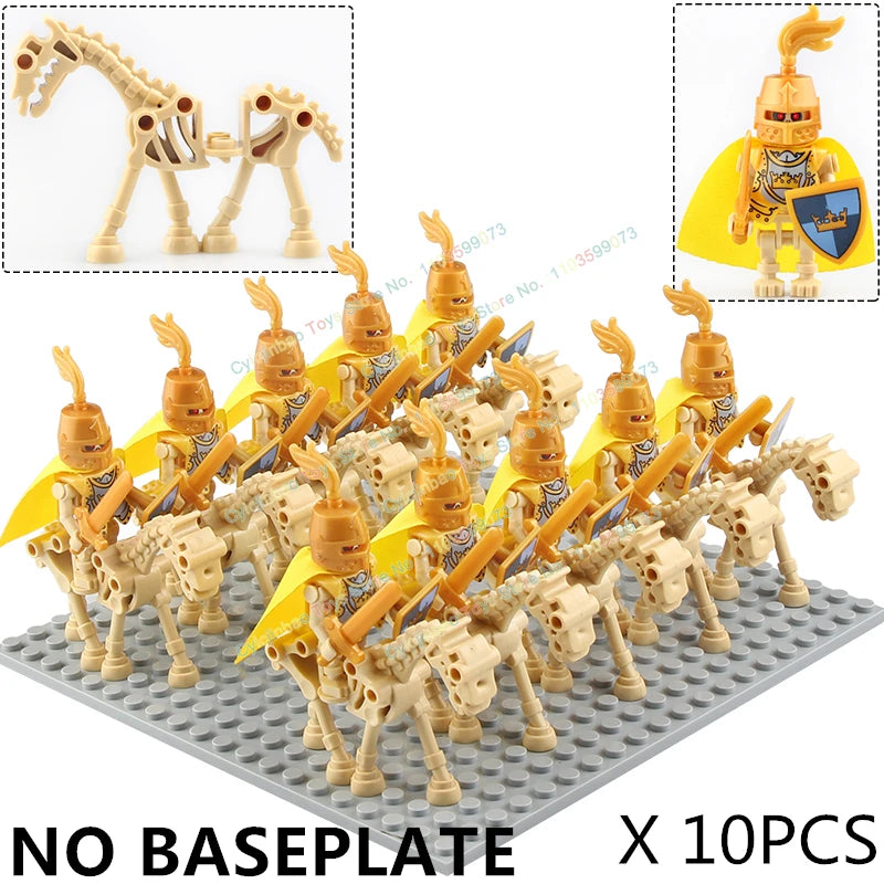 10PCS AX9815-16 Medieval Knight Skeleton Knight Accessories Shield Spear Armor Building Block bricks Action Figure Chilldren Toy