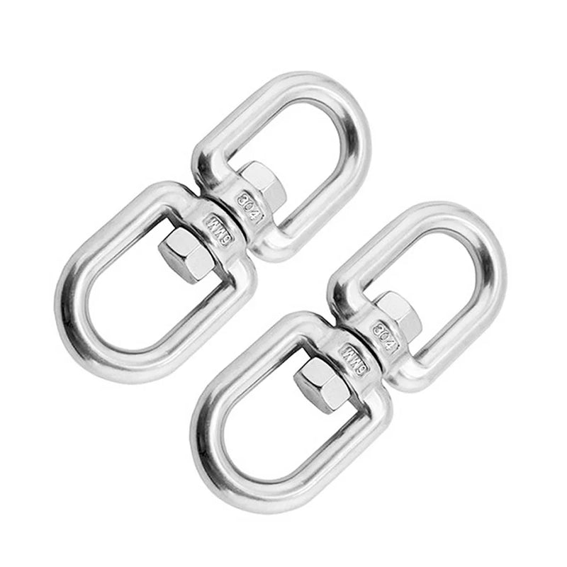 2Pc Double Ended Swivel Eye Hook 304 Stainless Steel Rotation Buckle Swivel Shackle Ring Outdoor Rock Climbing Hiking Carabiner