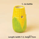 Corn-Shaped Ceramic Hamster Hideout Food Water Bottle Holder for Hamsters Gerbils Small Pets for Summer Cooling Cage Decoration