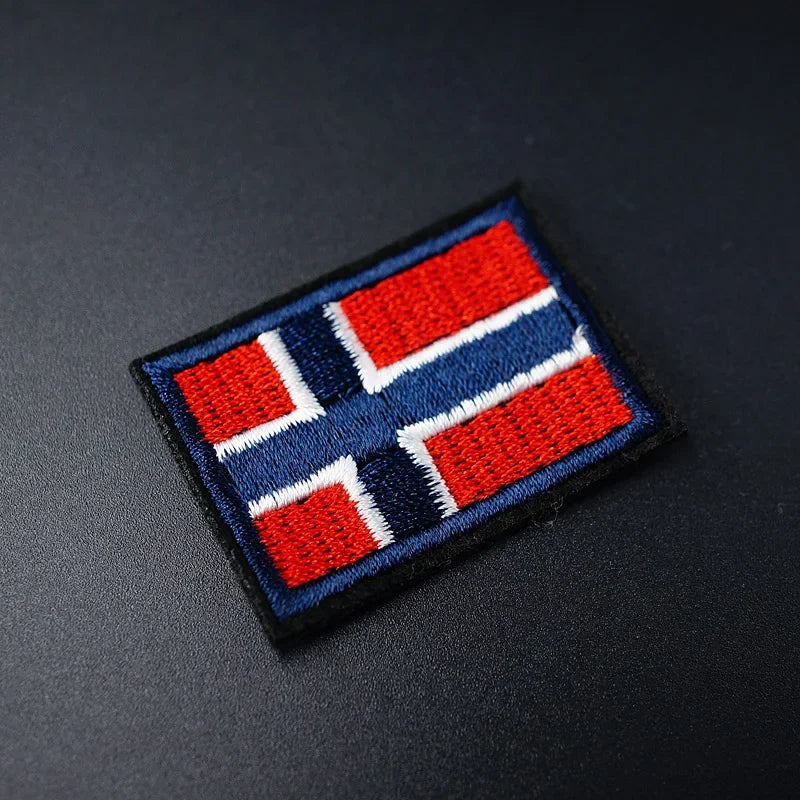 Norway (Size:3.0X4.0cm) Embroidered Patch Iron on Sewing Applique Cute Fabric Clothes Shoes Bag DIY Decoration