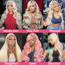 HD Lace Frontal Honey Blonde Wig Human Hair 13x6 28 Inch Blonde Lace Front Wigs Human Hair Pre Plucked 210% Density Body Wave