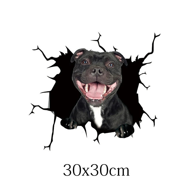 Funny 3d Auto Car Window Sticker Pig Dog Horse Cow Broken Window Electrostatic Stickers Glass Decal Bathroom Wall Art Decor