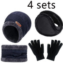 4pcs sets Winter Warm Velvet men Hat Scarf Gloves Set For men and women Girls Outdoor Riding Hat Beanies Neck Protection Scarf C