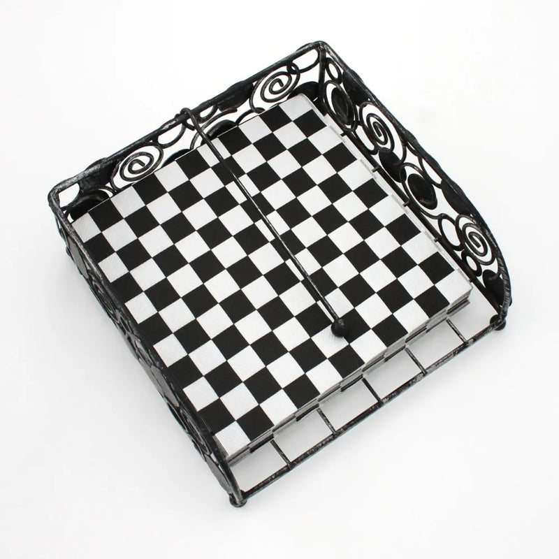 20pcs/pac Fashion Black White Checkered Printed Napkin Papers Minimalist Chessboard Patterned Paper Napkins Coffee Shop Cloth