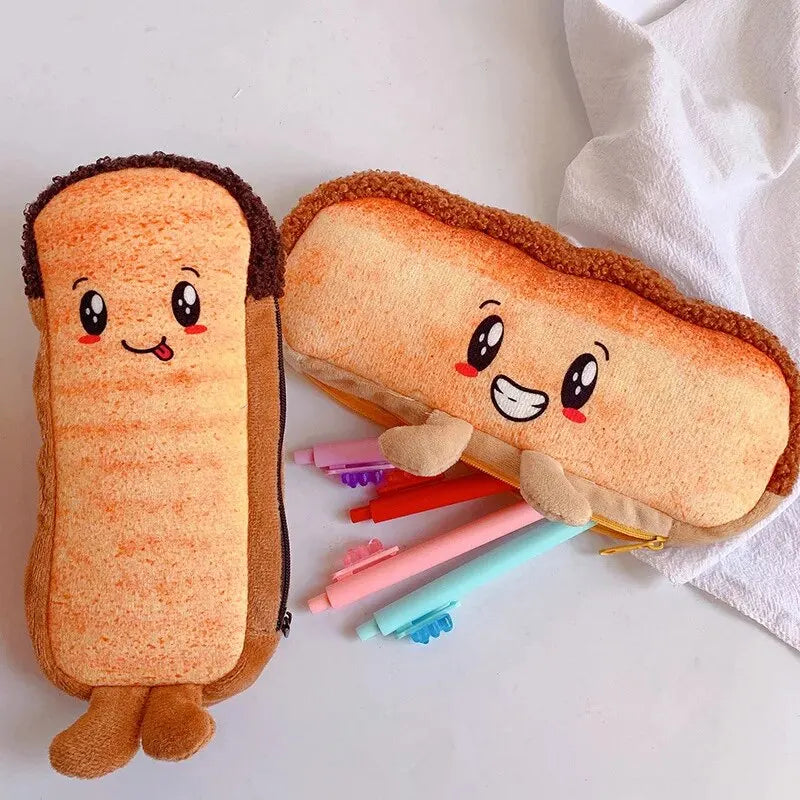 1pcs Creative Toast Bread Pencil Case Large Capacity Universal Student Pencil Case Pouch Children Stationery Gift Pencilcase