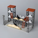 Military MOC Sentry Building Block Soldier Sandbag Fence Cannon Shell Barbed Wire Weapon Rack Training Field Watchtower Toy K018