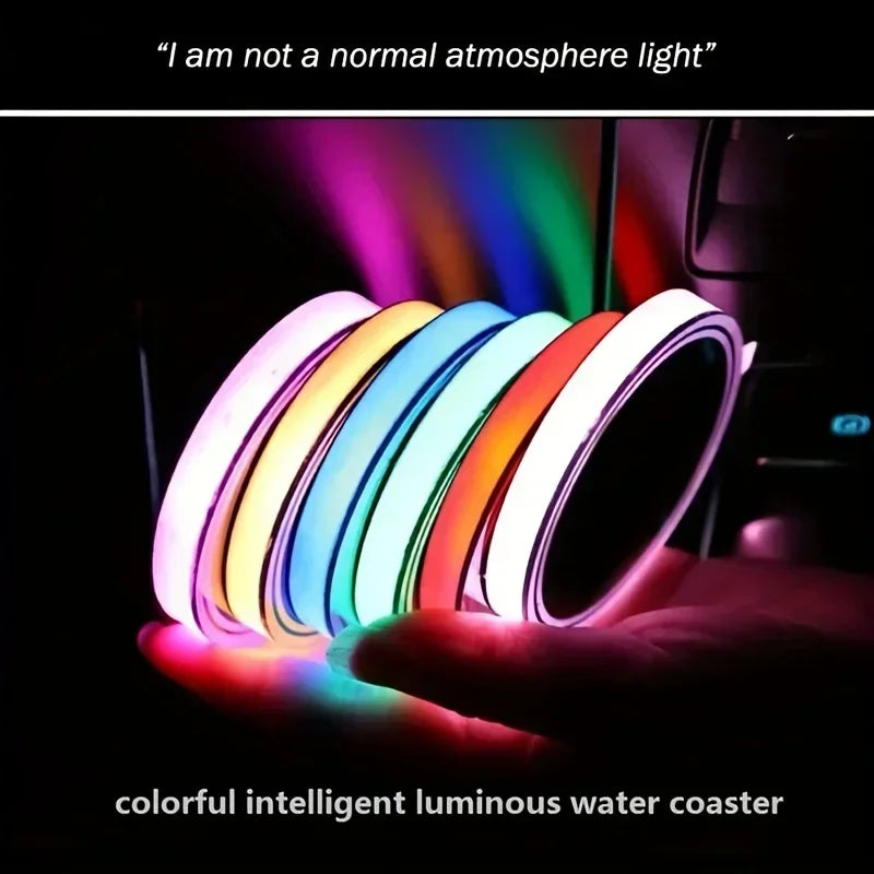 2Pcs Logo LED Cup Holder Light Car Coaster RGB Luminous USB Rechargeable Coaster Night Drink Accessories Atmosp amabilis Tools