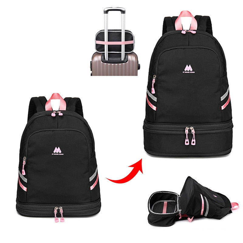Multifunction Backpack Women's Yoga Swim Sports Fitness Organizer Pouch Waterproof Travel Clothes Shoes Ipad Storage Accessories